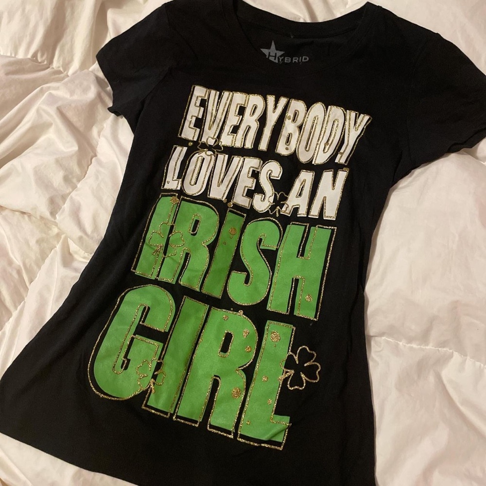 Hybrid Apparel Black and Green Short Sleeve Tee